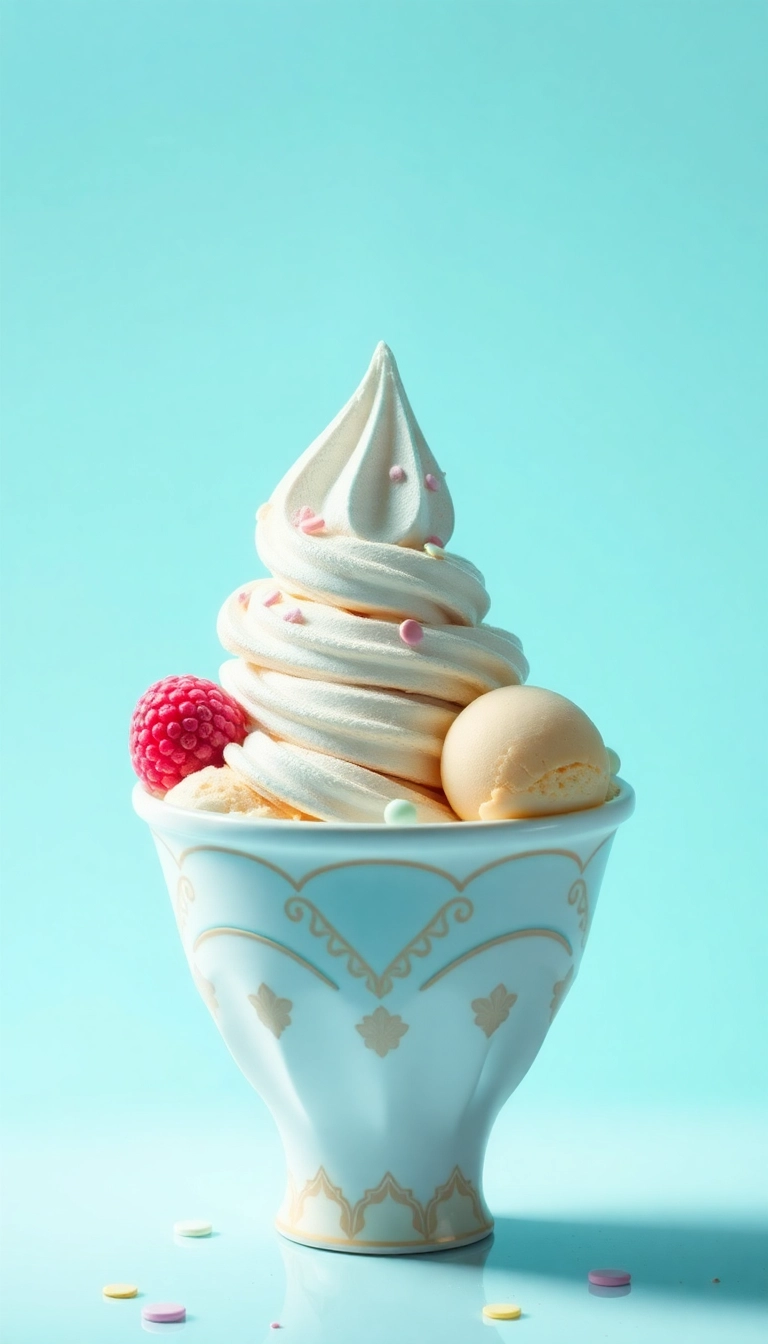 ice cream with a blue background